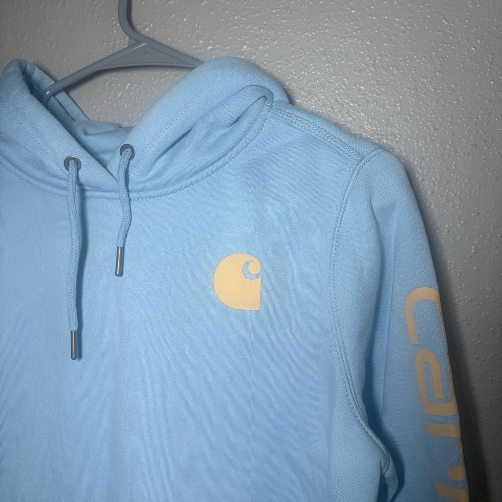 Carhartt Relaxed Fit  Hoodie Women’s M Blue Front  Pocket Pullover - Picture 2 of 4
